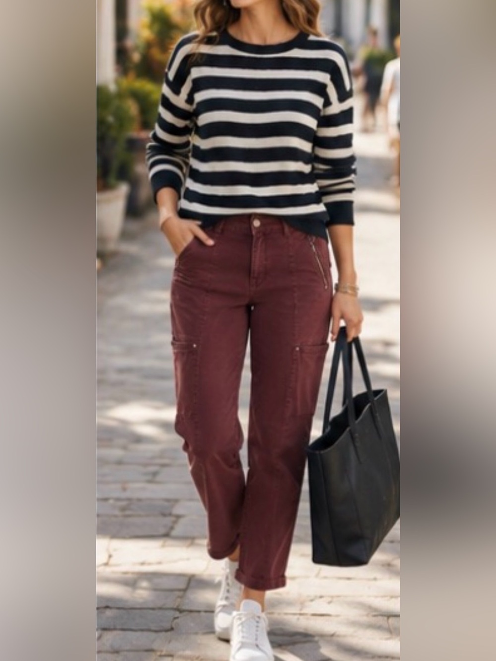 Modern Series Straight Fit Cargo Jeans in Plum Color